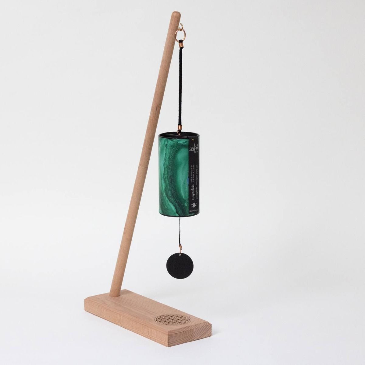 Gaiachimes Single Chime Stand Flower of Life with Zaphir Crystalide Spring Gaiachimes Single Chime Stand Flower of Life with Zaphir Crystalide Spring